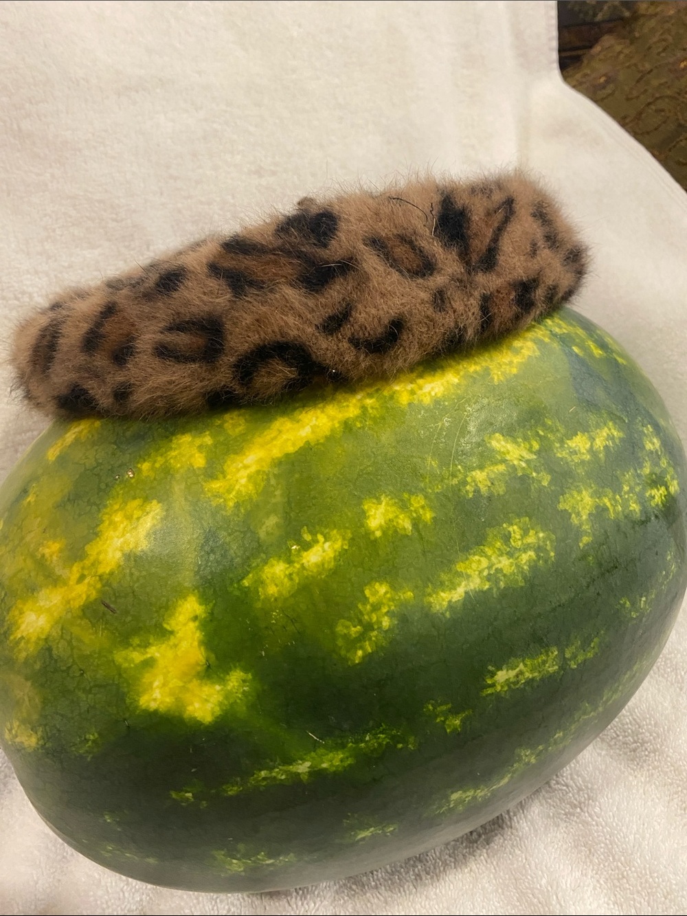 Leopard-Pattern Faux Fur Beret
